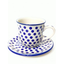 Kop en schotel Tulip 250 ml. Blue Dots Bunzlau